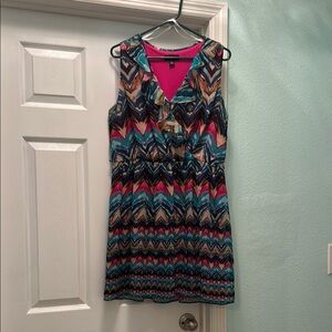 Multicolor Chevron Pattern Sleeveless Dress